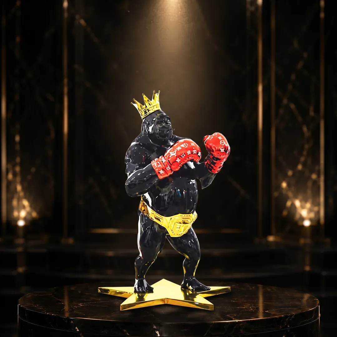 decorative-Accessorie (43) GORILLA FIGHTER STATUE - Image 1