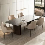 MILA DINING TABLE WITH HAMMERED GLASS TOP