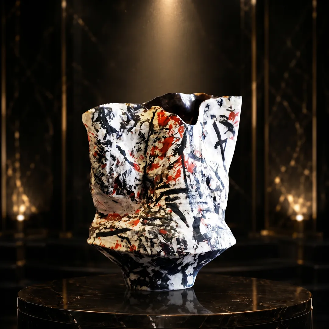 Decorative-Accessorie (4) Splatter Crush Art Vase - Image 1
